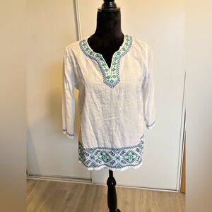 Embroidered Top Women’s Size 8 100% Cotton White Summer Spring Breathable